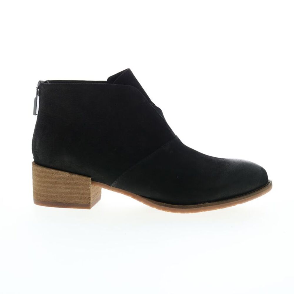 SoftWalk Black Ankle Booties with Tan Heel